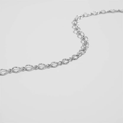 18K Gold PVD Stainless Steel Hammered Oval Chain Necklace: Stainless / 18+2"