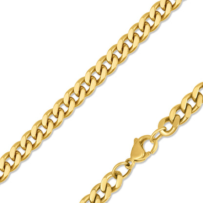 18K Gold PVD Stainless Steel Curb Chain Necklace: 18" / 4mm