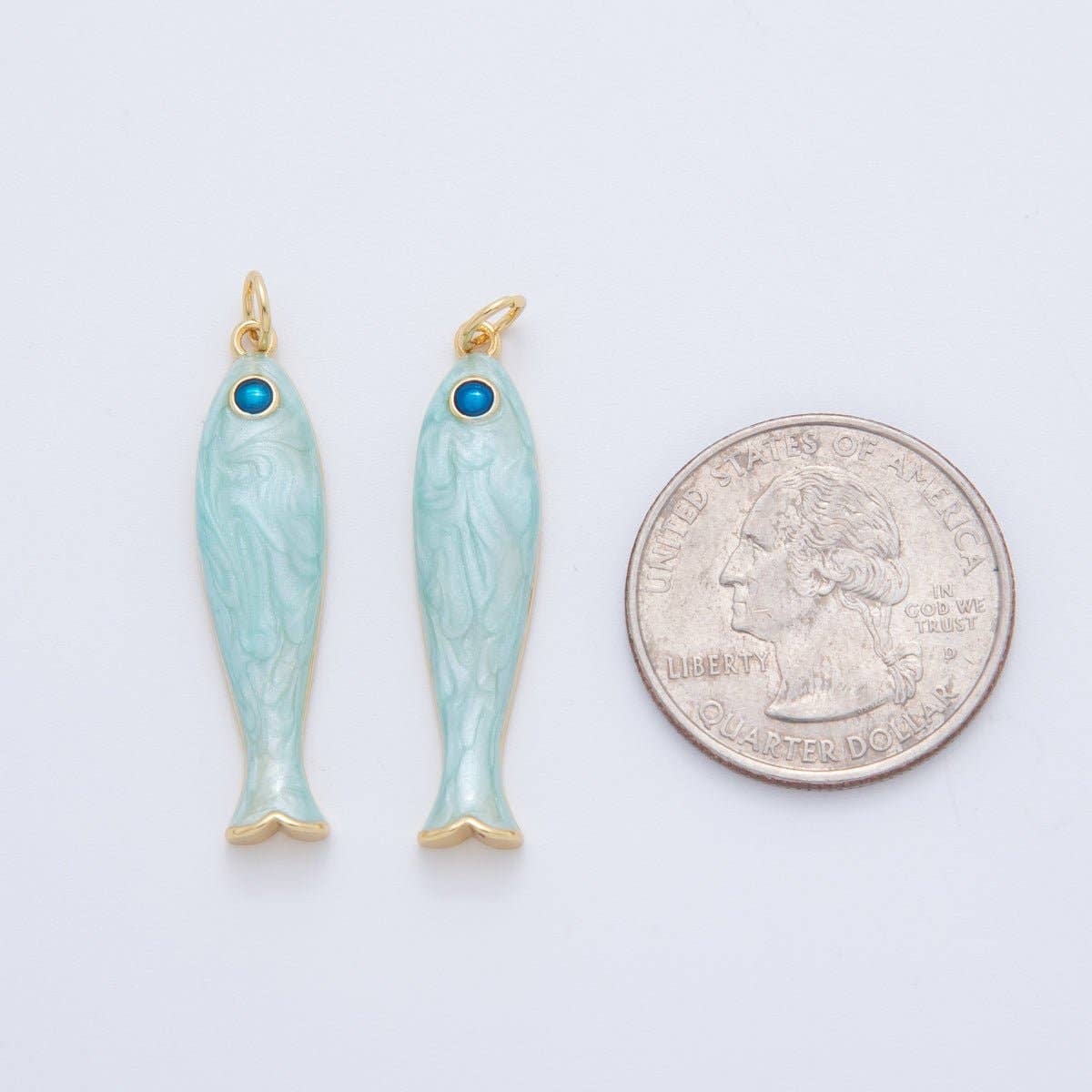 18K Gold Filled Blue, Green, Red Enamel Sardine Fish Charm | AF404 AF-779: Red