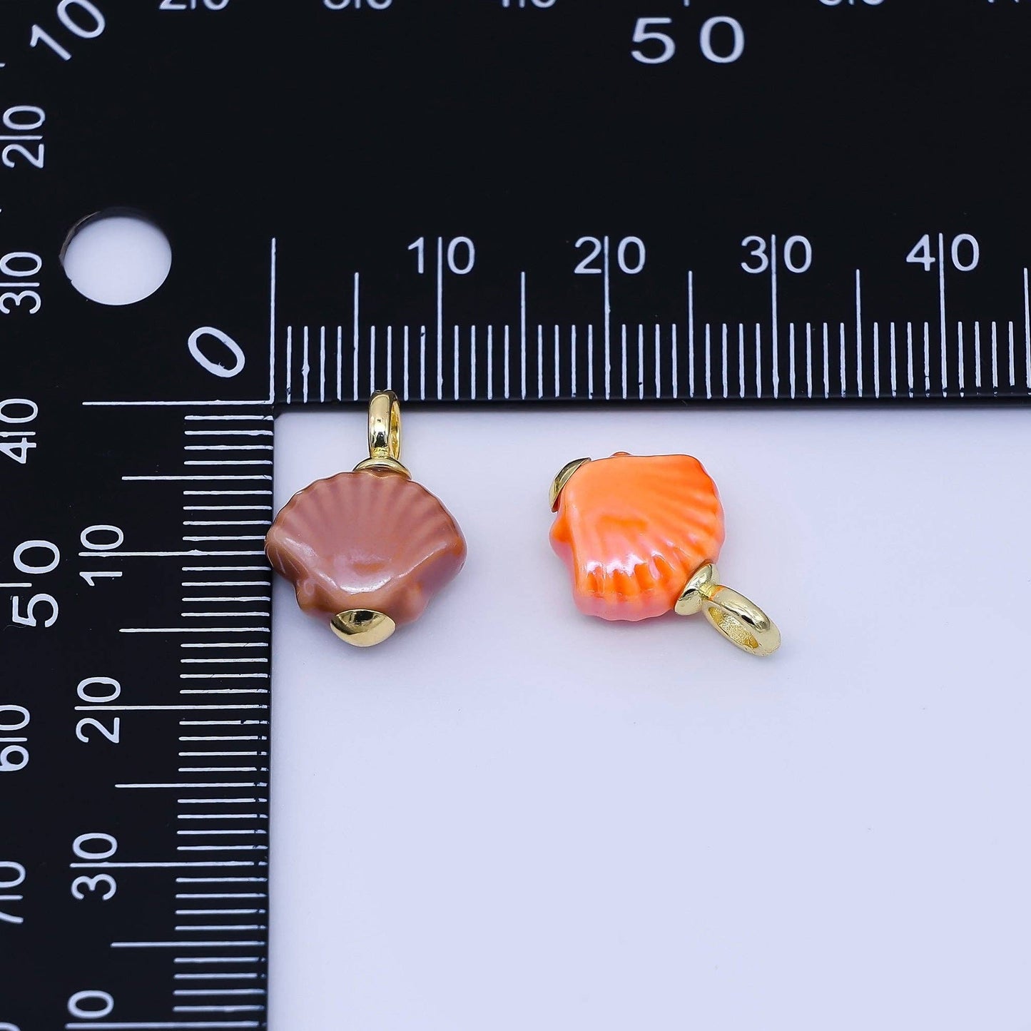 24K Gold Filled 12mm Handmade Ceramic Clam Seashell Charm | AF1577 - 1582: Pink