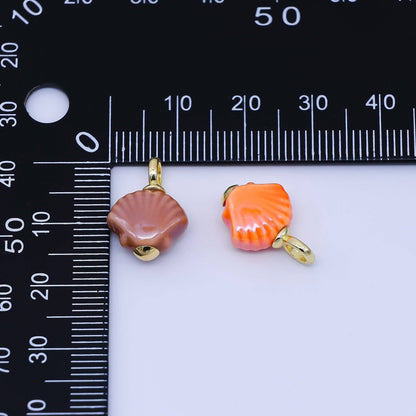 24K Gold Filled 12mm Handmade Ceramic Clam Seashell Charm | AF1577 - 1582: Light Green