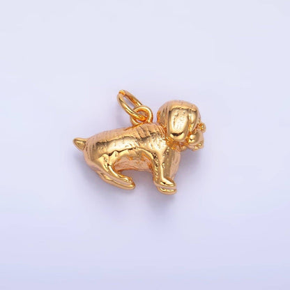 24K Gold Filled Pug Pit Bull Pet Dog 3D Multidimensional Charm | W390