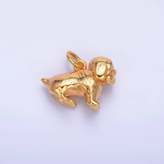 24K Gold Filled Pug Pit Bull Pet Dog 3D Multidimensional Charm | W390