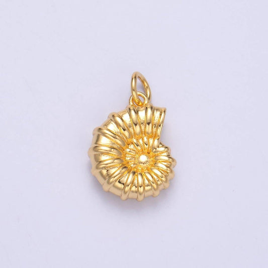 24K Gold Filled Nautilus Shell Multidimensional 3D Charm in Gold & Silver | N014: Gold