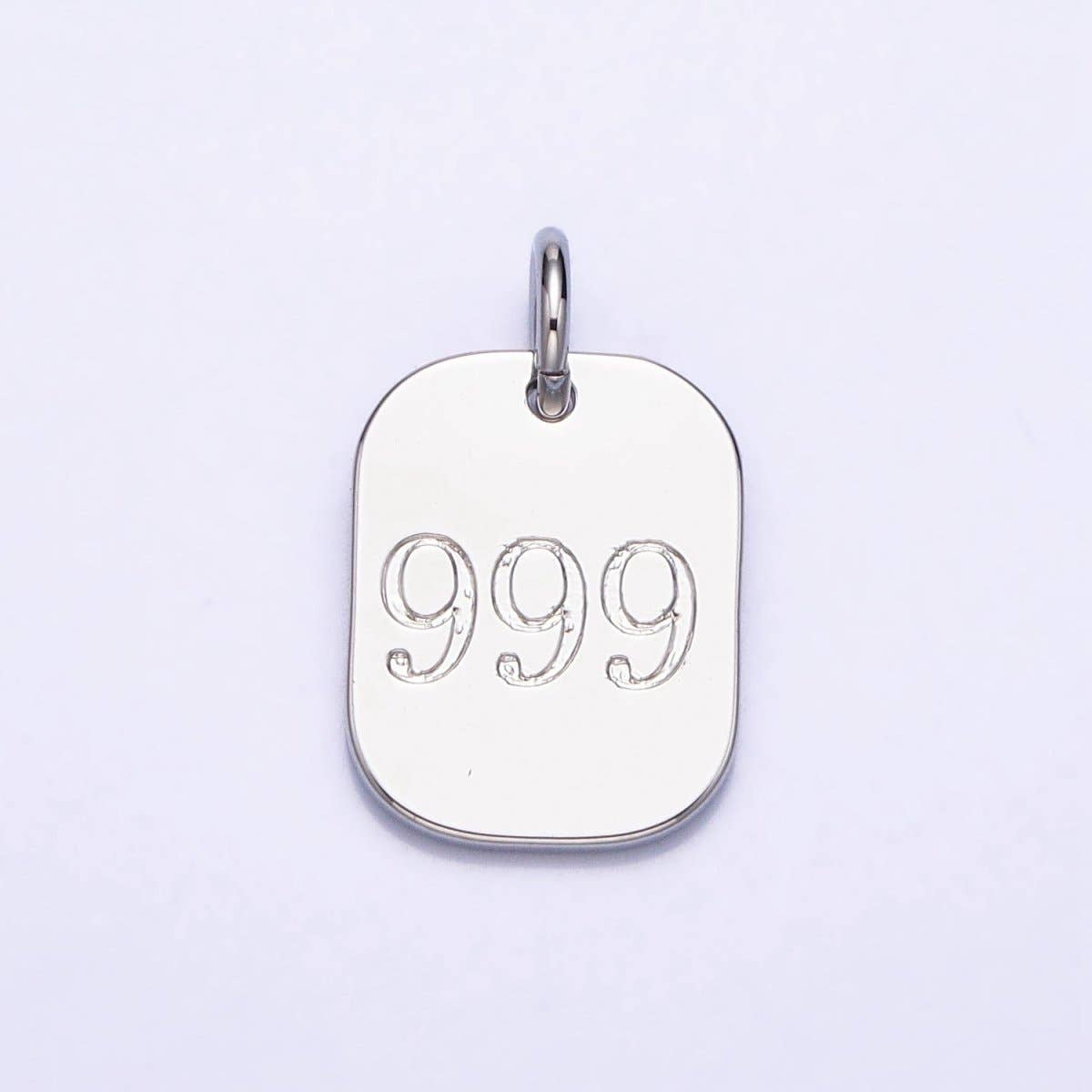 Dainty Silver Tag Angel Number Numerology Engraved Small Military Tag Charm add on Pendant | AC062-AC071: 111