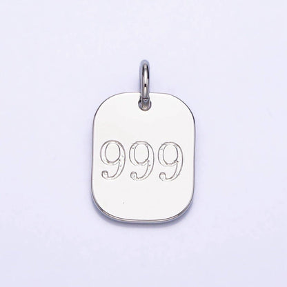 Dainty Silver Tag Angel Number Numerology Engraved Small Military Tag Charm add on Pendant | AC062-AC071: 111