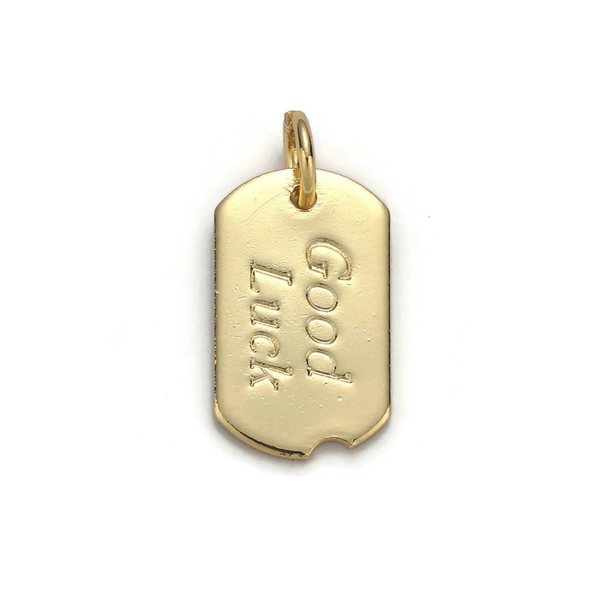 24k Gold Filled Good Luck Charm, Bar Plate