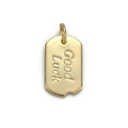 24k Gold Filled Good Luck Charm, Bar Plate