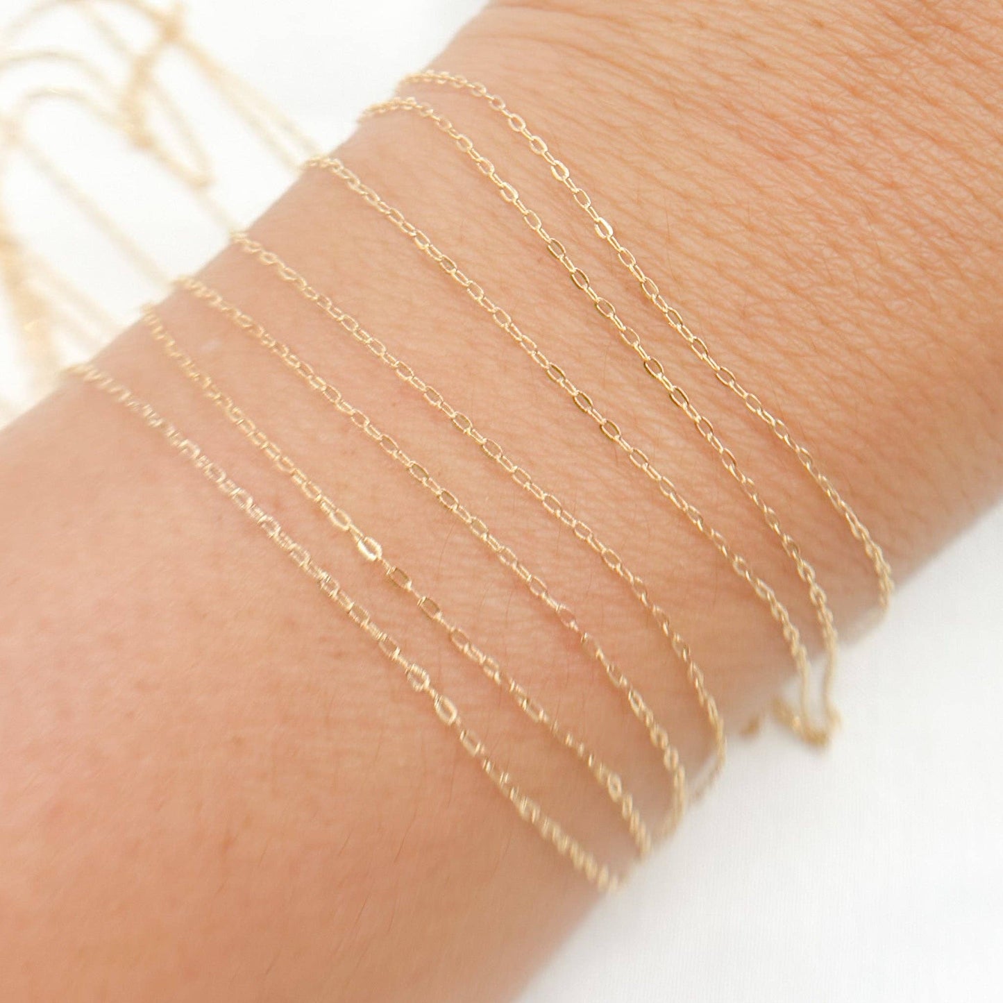 Permanent  Jewelry 14K Gold Filled Cable Chain: 1.1mm-2mm 7in