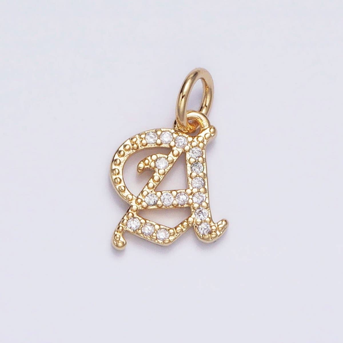 16K Gold Filled Initial Letter Old English Font Personalized Micro Paved Add-On Charm | A-572-A-584: ALL INITIAL