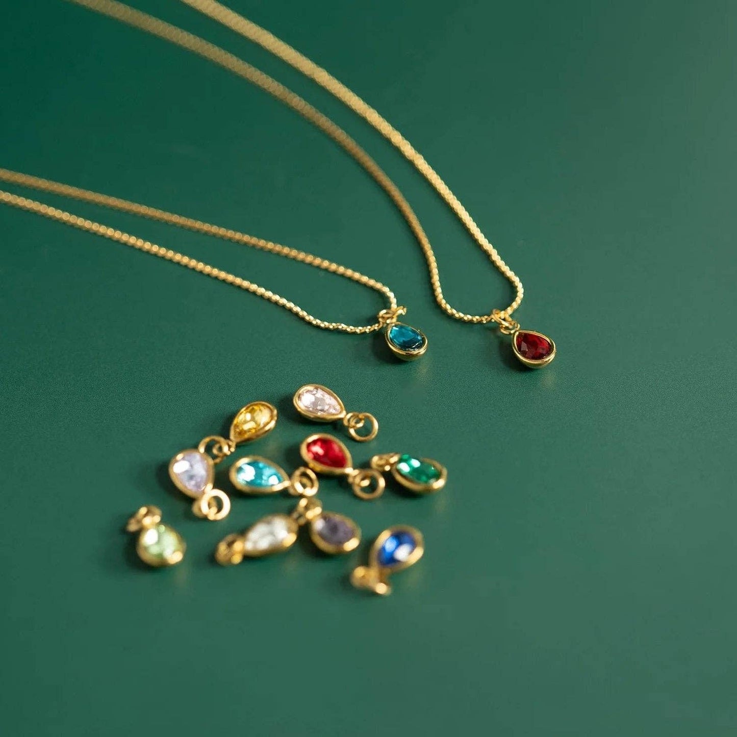 18K Gold PVD Teardrop Birthstone Charm: July