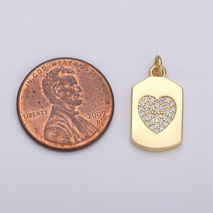 24K Gold Filled Micro Pave CZ Heart Pendant  | D510