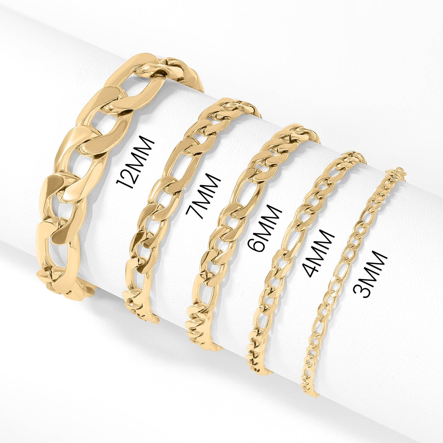 18K Gold Figaro Chain Bracelet / Anklet: 10" / 4mm