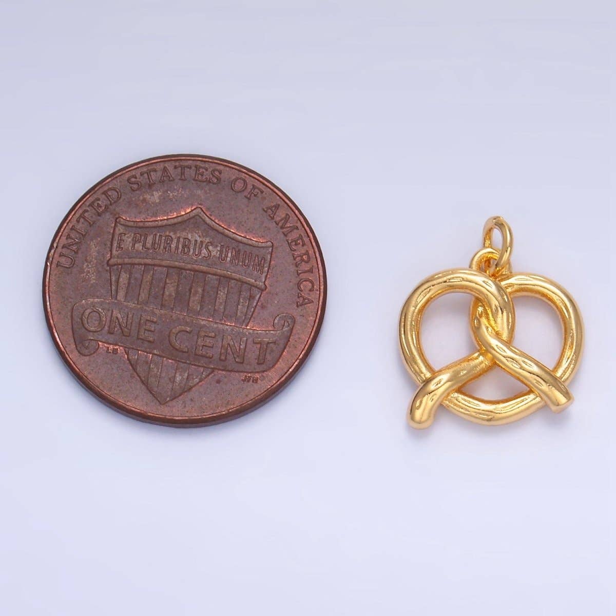 24K Gold Filled 12.5mm Mini Pretzel Pastry 3D Minimalist Charm in Gold & Silver | W105: Silver