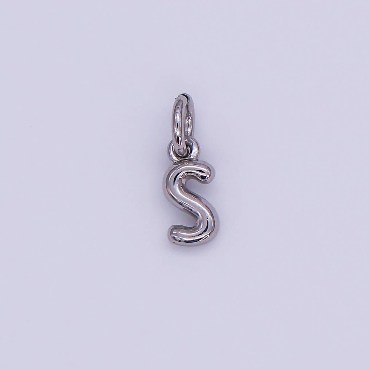 White Gold Filled 10mm Initial Letter Chubby Balloon Mini Charm | A029 - A041: Letters Set