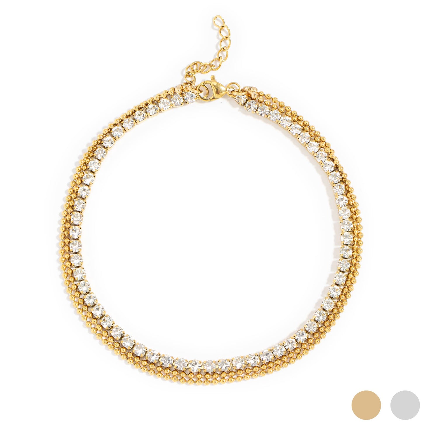18K Gold PVD Elegant Layered 3 Row Chain Anklet: Gold
