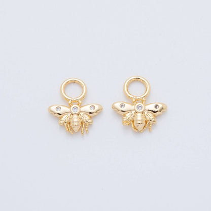 18K Gold Filled CZ Bumble Bee Insect Add-On Drop Earring Charm | AF752