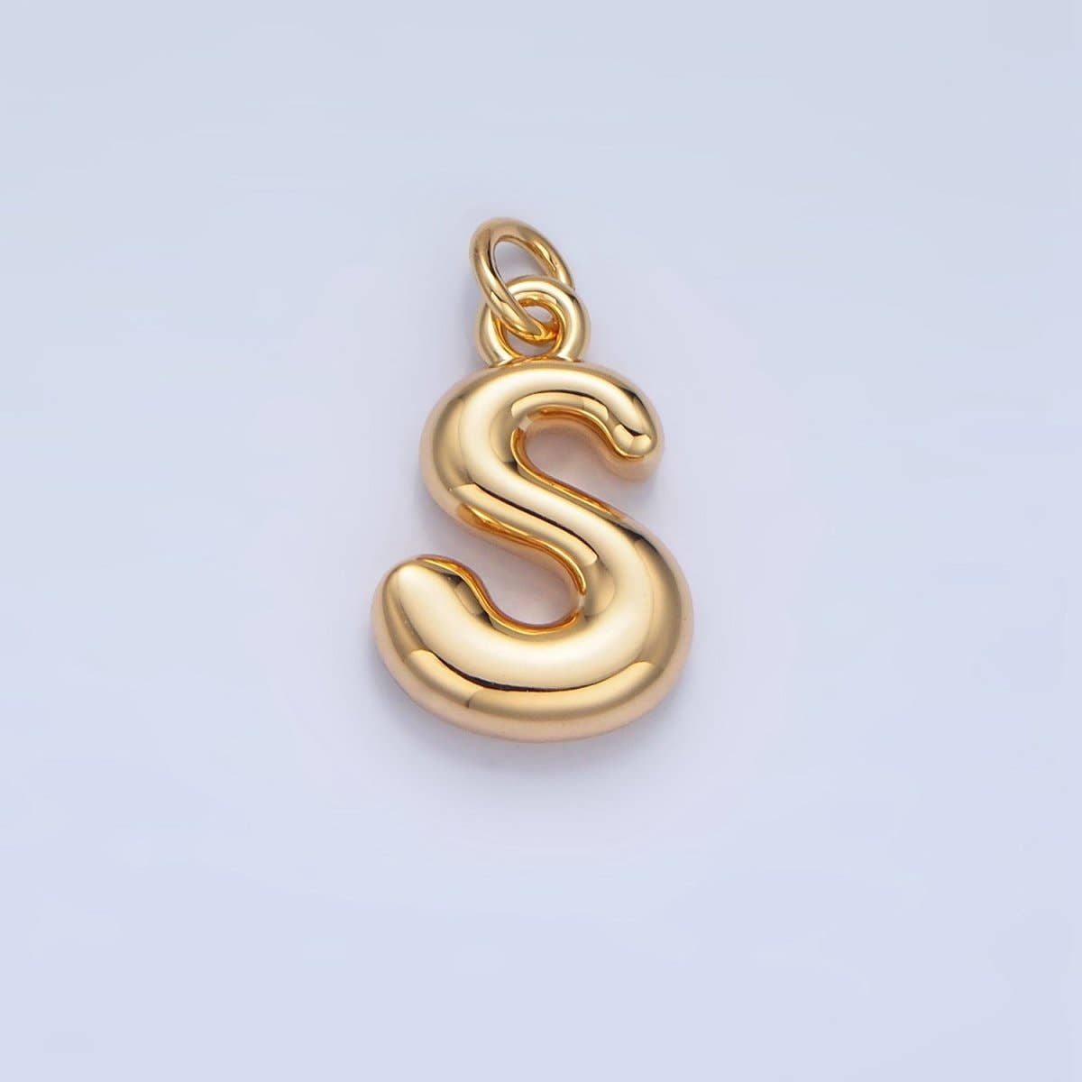 24K Gold Filled 17mm Initial Letter Chubby Balloon Charm | A1513 - A1525: Letter C