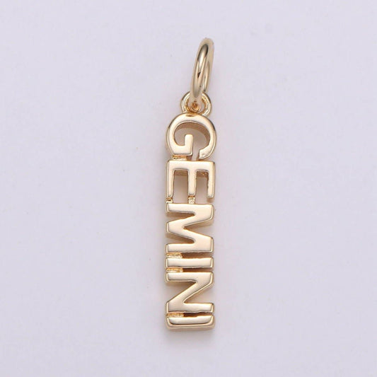 Gold Filled Zodiac Sign Script Words Mini Charm in Gold & Silver | A-A1815-A-A1820 | A-A1839-A-A1844: Gold / Gemini
