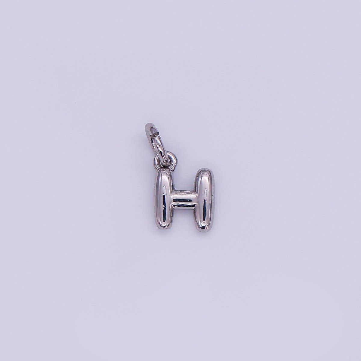 White Gold Filled 10mm Initial Letter Chubby Balloon Mini Charm | A029 - A041: Letters Set
