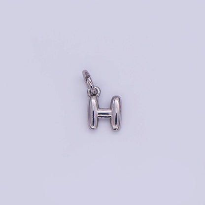 White Gold Filled 10mm Initial Letter Chubby Balloon Mini Charm | A029 - A041: Letters Set