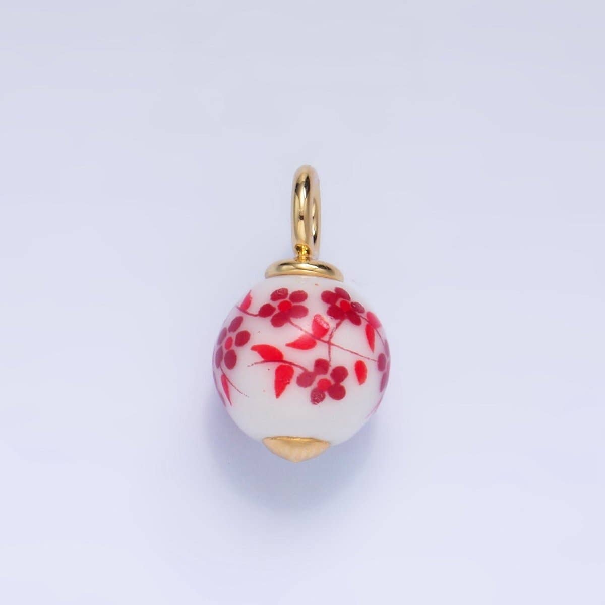 24K Gold Filled Nature Floral Mushroom Pet Sea Sell Ceramic Drop Charm: 21 Pink House