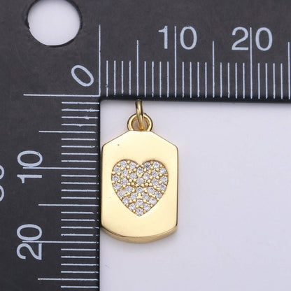 24K Gold Filled Micro Pave CZ Heart Pendant  | D510