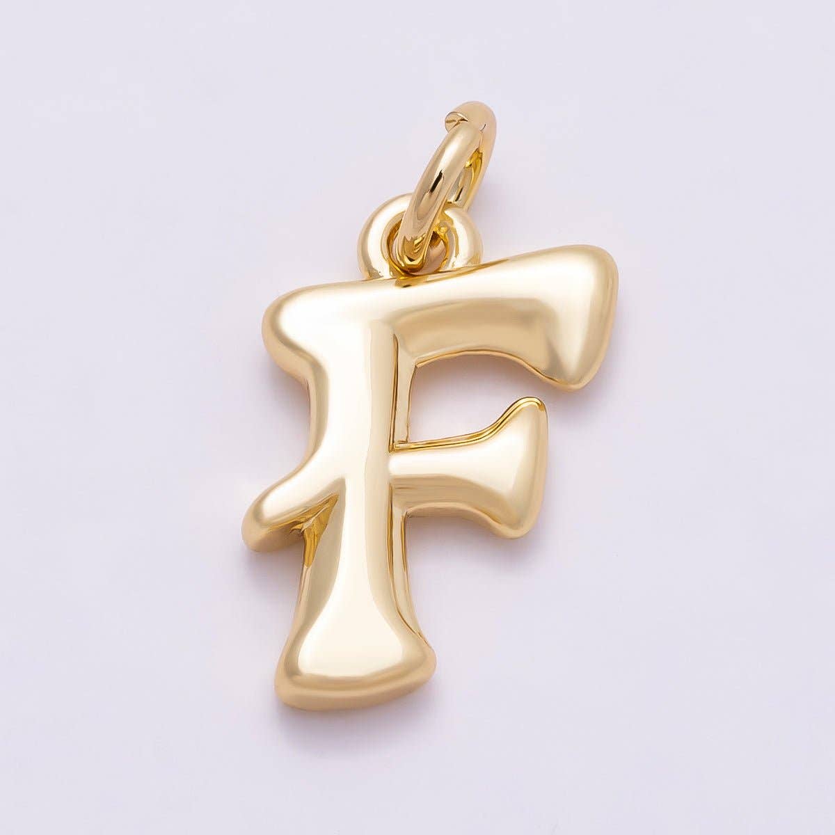16K Gold Filled 14mm Minimalist Molten Alphabet Initial Letter Charm | Charms-00908 ~ Charms-00933: Letter A