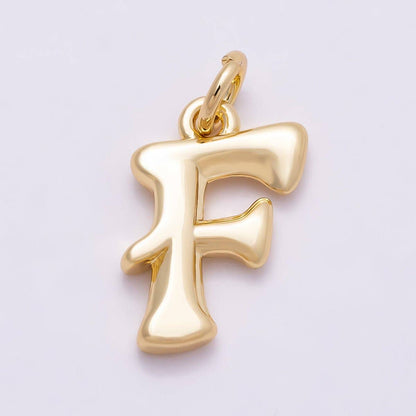 16K Gold Filled 14mm Minimalist Molten Alphabet Initial Letter Charm | Charms-00908 ~ Charms-00933: Letter A
