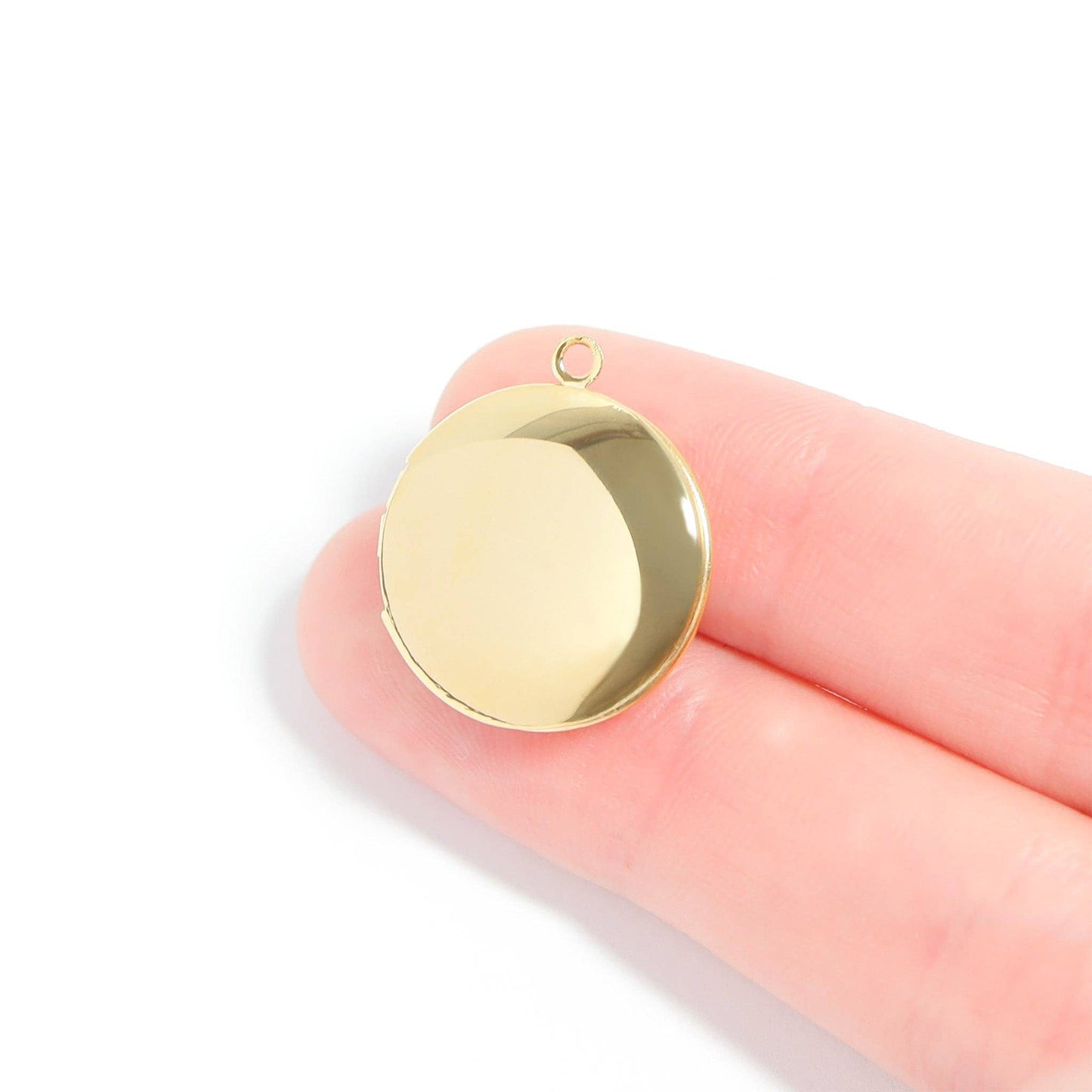 Small - 18K Gold PVD Stainless Steel Round Locket: Gold