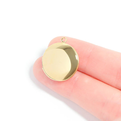 Small - 18K Gold PVD Stainless Steel Round Locket: Gold