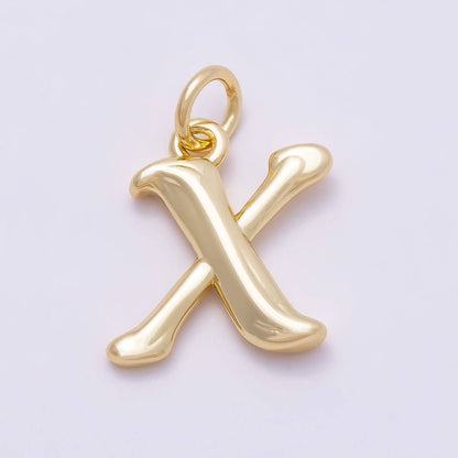 16K Gold Filled 14mm Minimalist Molten Alphabet Initial Letter Charm | Charms-00908 ~ Charms-00933: Letter A