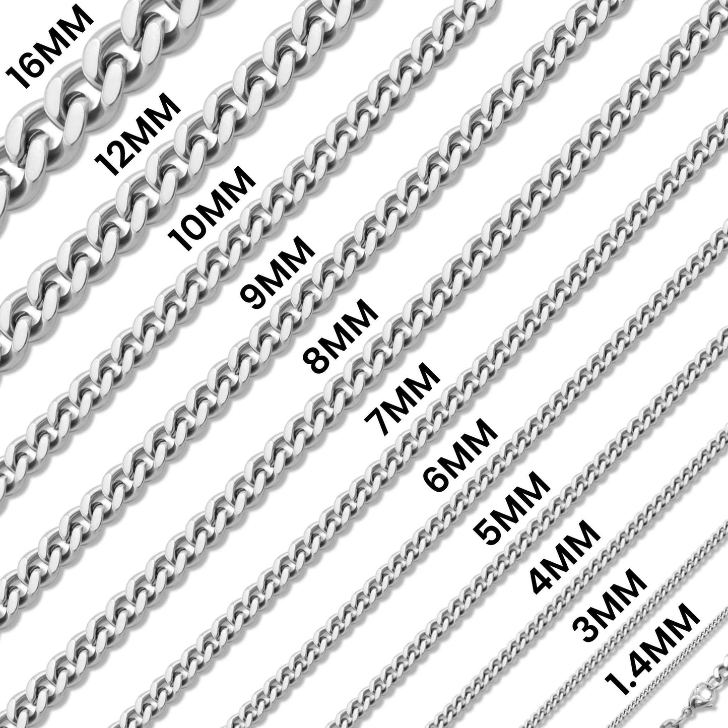 Stainless Steel Curb Chain Necklace: 18" / 4mm