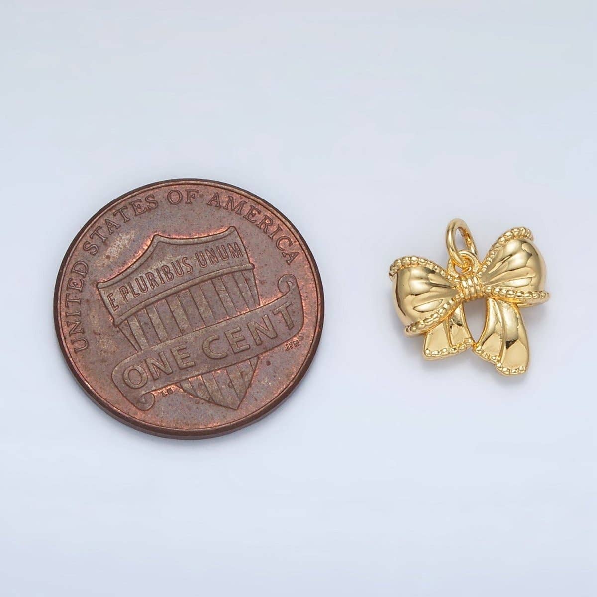 24K Gold Filled Textured Ribbon Bow Charm in Gold & Silver | AC144: Silver