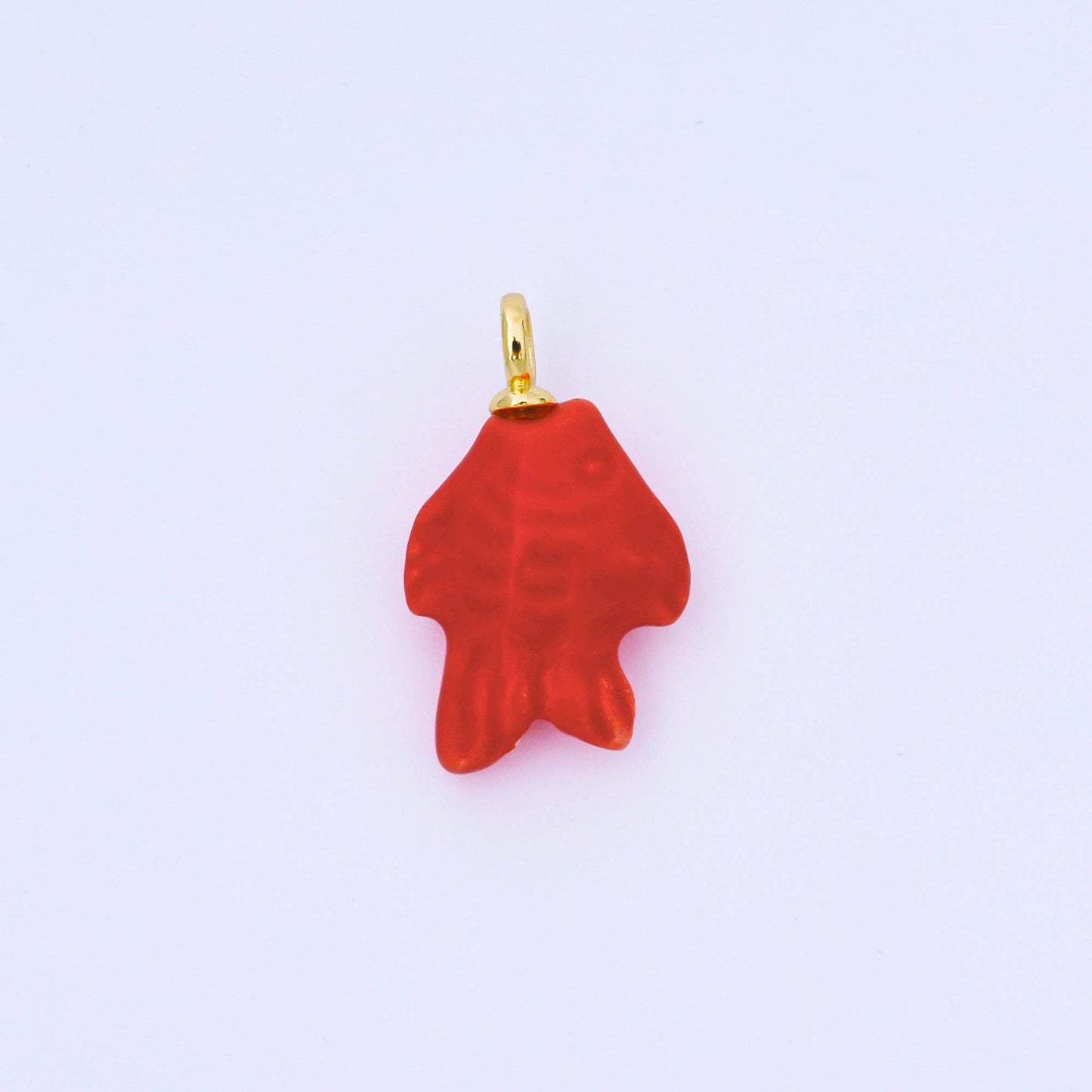 24K Gold Filled 25mm Orange, Red, Yellow, Blue, Green, Teal Fish Ceramic Porcelain Drop Charm | C960 - C963: Blue
