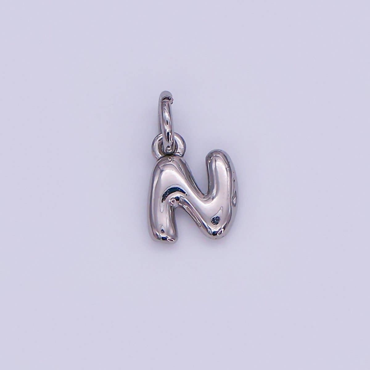 White Gold Filled 10mm Initial Letter Chubby Balloon Mini Charm | A029 - A041: Letters Set