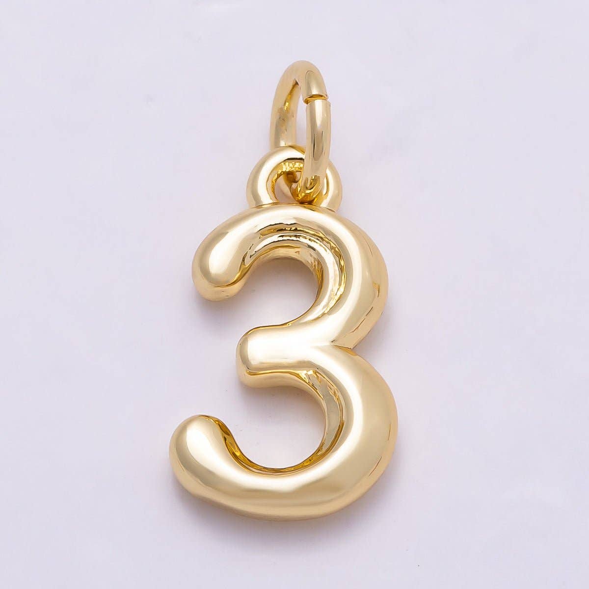 16K Gold Filled 14mm Minimalist Molten Number Numerology Charm | Charms-00878 ~ Charms-00887: Numbers 0-9 Set