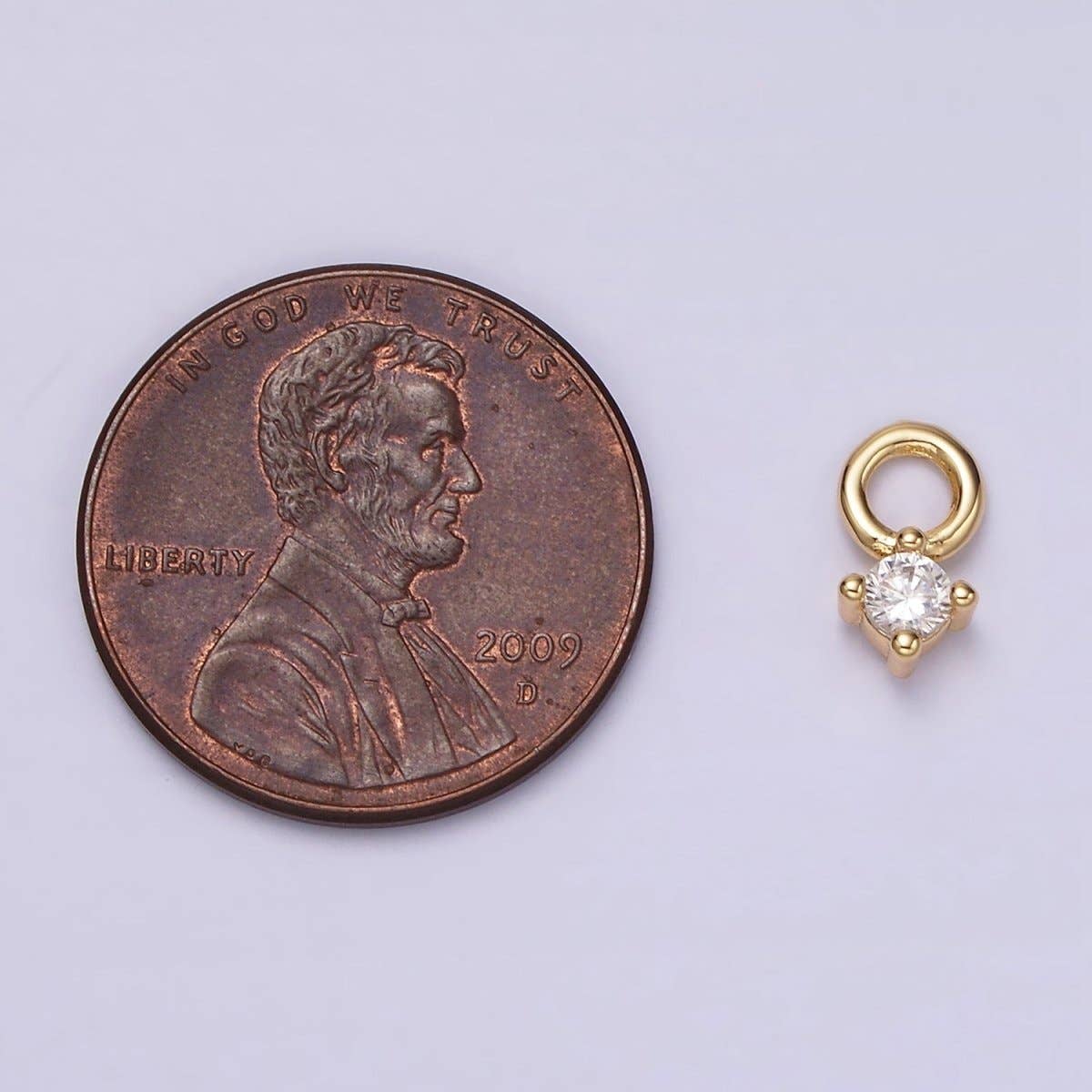 14K Gold Filled 5mm Clear CZ Round Mini Add-On Earring Charm | AG529
