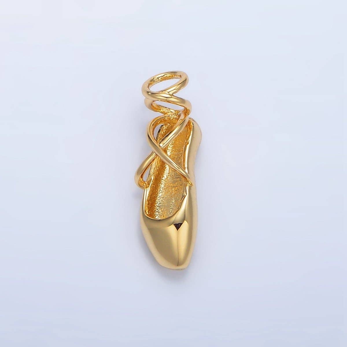 24K Gold Filled Dancing Pointe Ballet Shoes Multidimensional Charm in Gold & Silver | X615: Gold