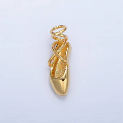 24K Gold Filled Dancing Pointe Ballet Shoes Multidimensional Charm in Gold & Silver | X615: Silver