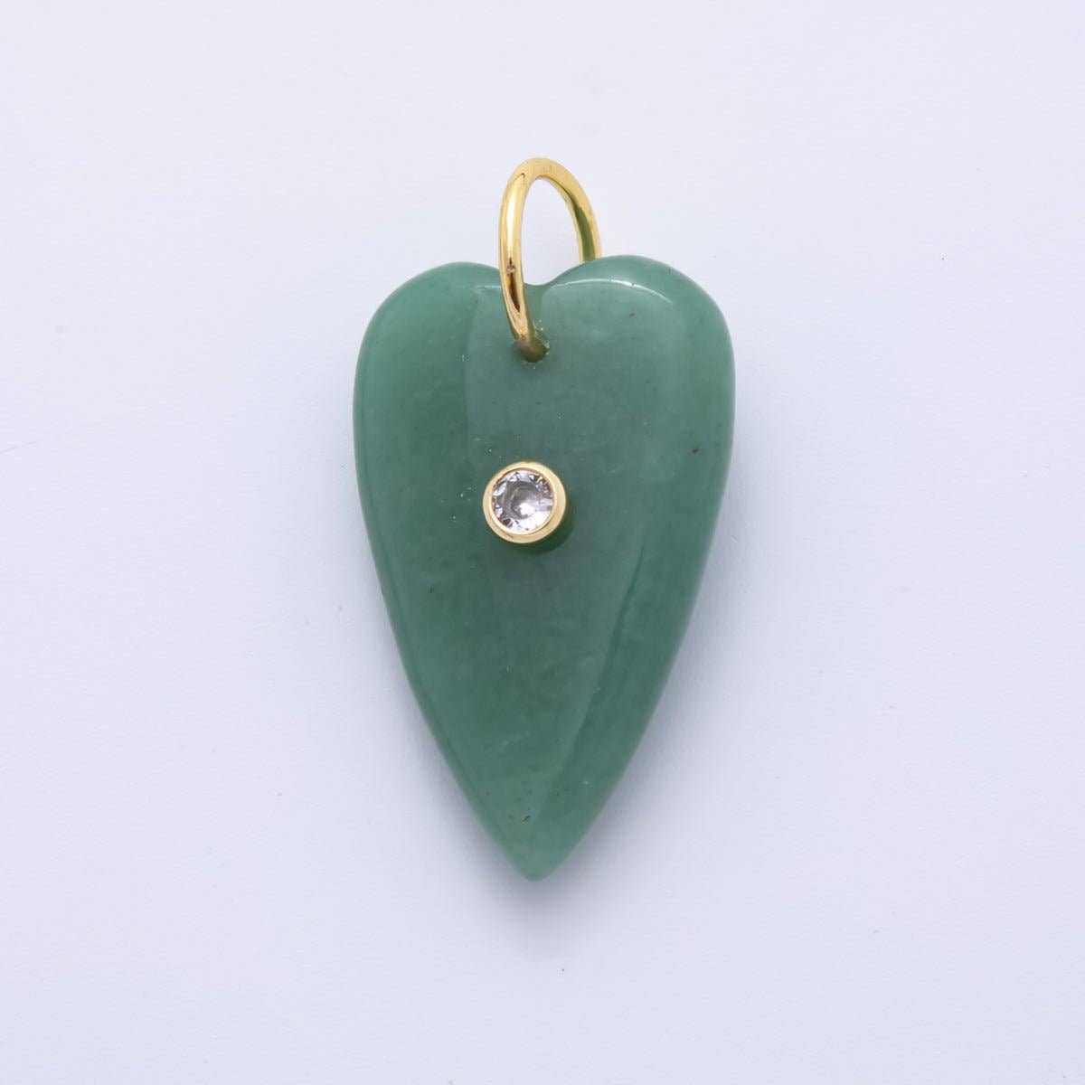 18K Gold Filled 35mm Carnelian, Aventurine, Quartz Long Heart Gemstone Charm | AH890 AH891: Watermelon Red